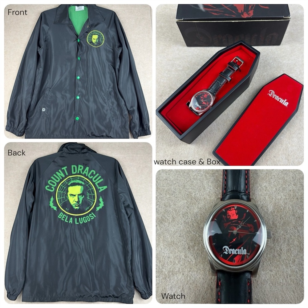 Bela Lugosi Dracula CreepyCo Jacket L & Fossil‎ Limited Watch Coffin Case Set